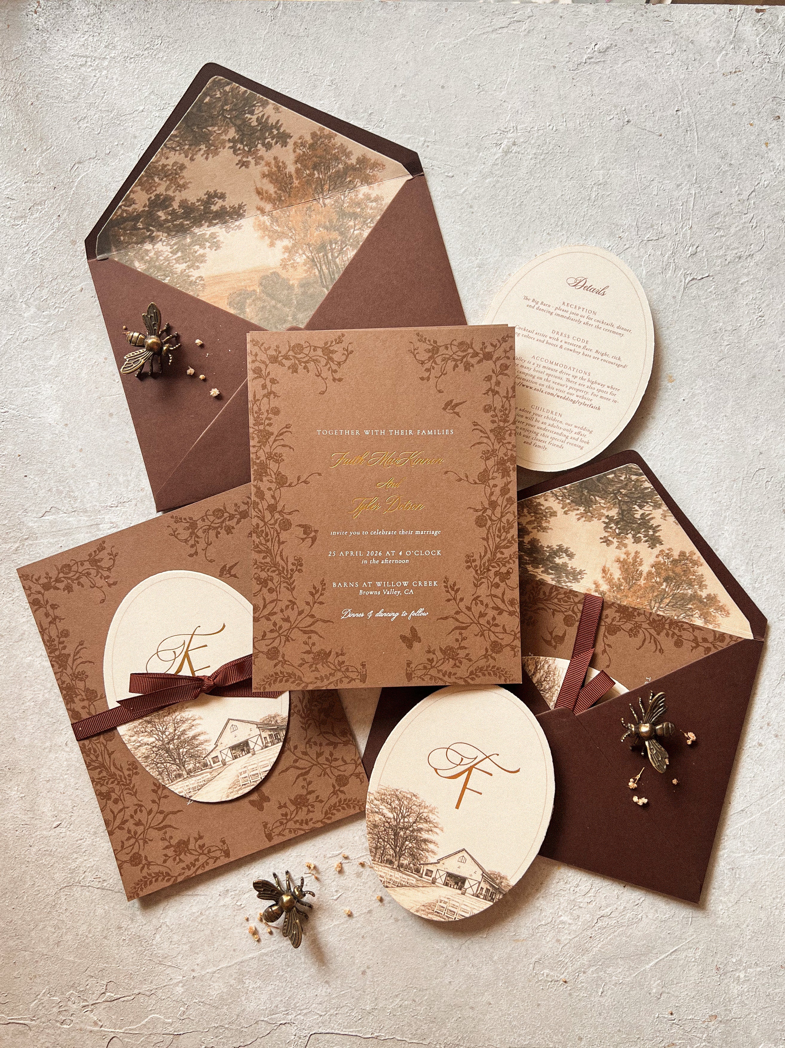 Rustic country side wedding invites