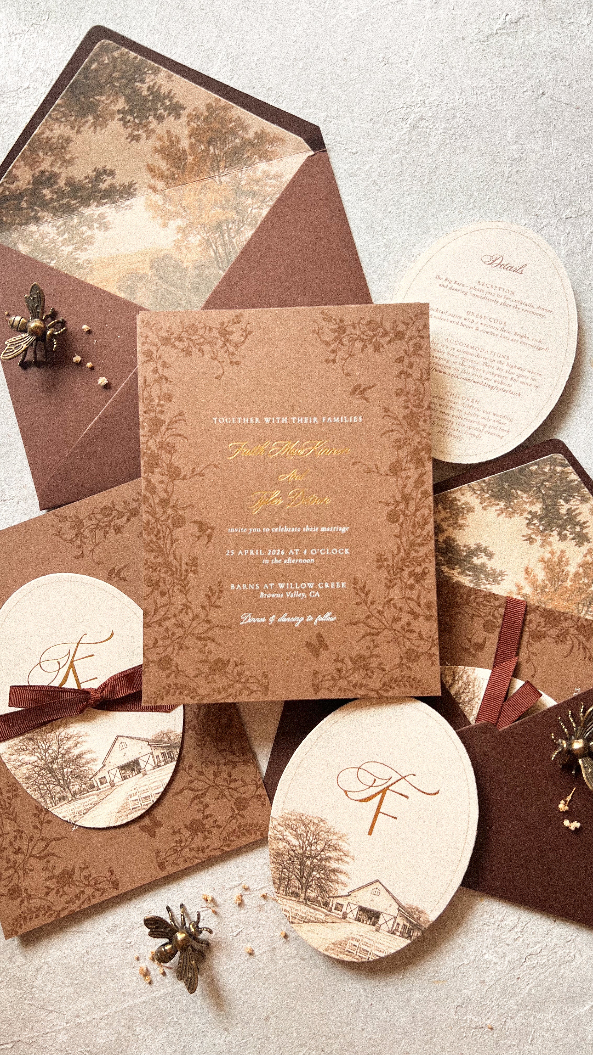 Rustic country side wedding invites