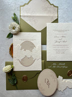 Regency era olive green wedding suite